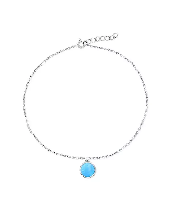 

Серебряный браслет на лодыжку с круглыми подвесками из ларимара Caribbean Treasures, blue