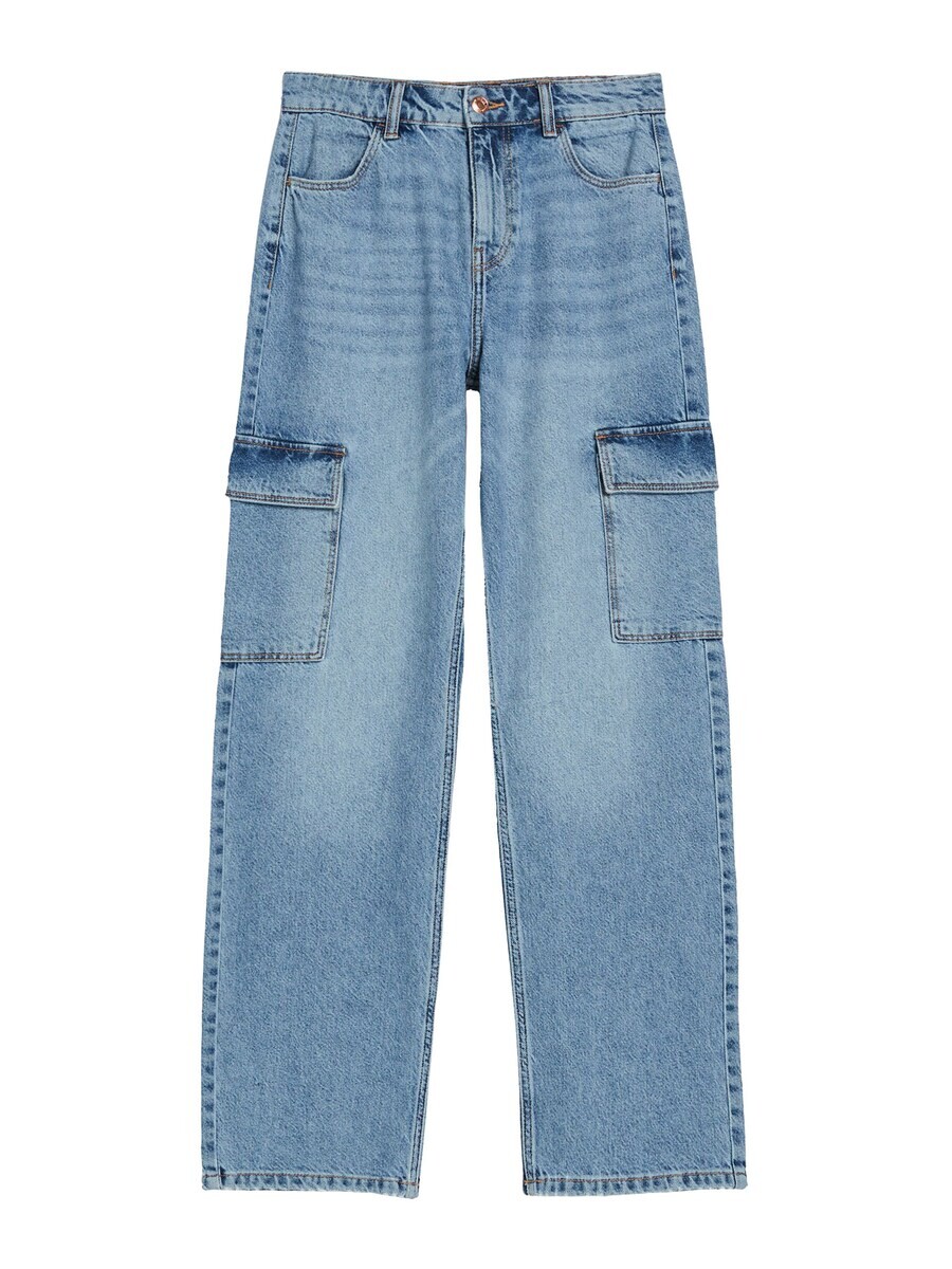 

Джинсы Bershka Regular Cargo Jeans, синий деним