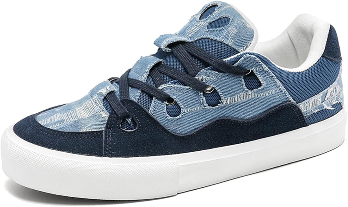 

Мужские повседневные кроссовки на шнуровке, удобные массивные низкие кеды для ходьбы, ретро скейтбордические кроссовки для женщин и мужчин Zhoupulp, синий
