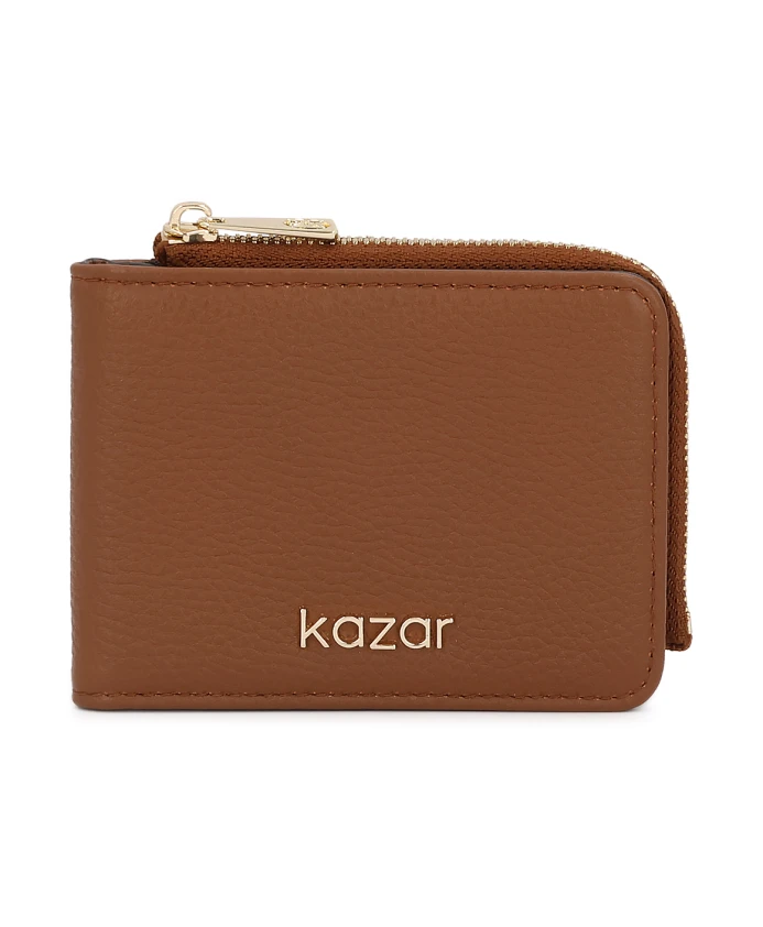 

Компактный кожаный кошелек светло-коричневого цвета Kazar, коричневый