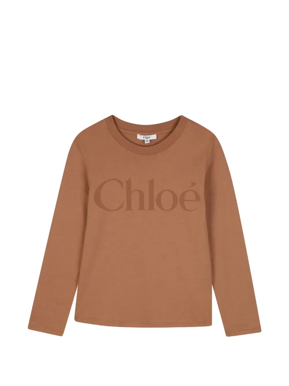 Футболка с длинными рукавами и логотипом Chloé Kids, коричневый