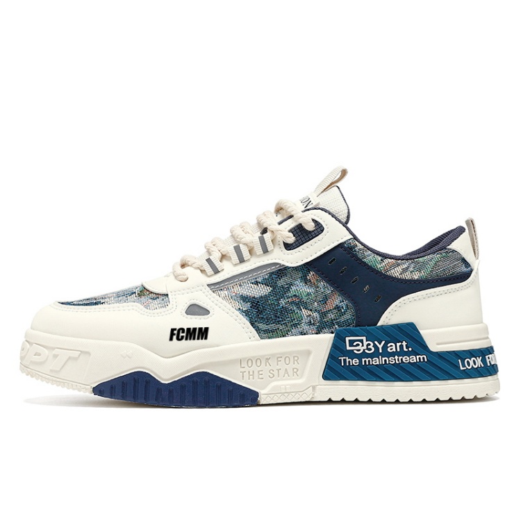 

Низкие противоскользящие износостойкие детские кроссовки для скейтбординга FCMM, бежевый/синий