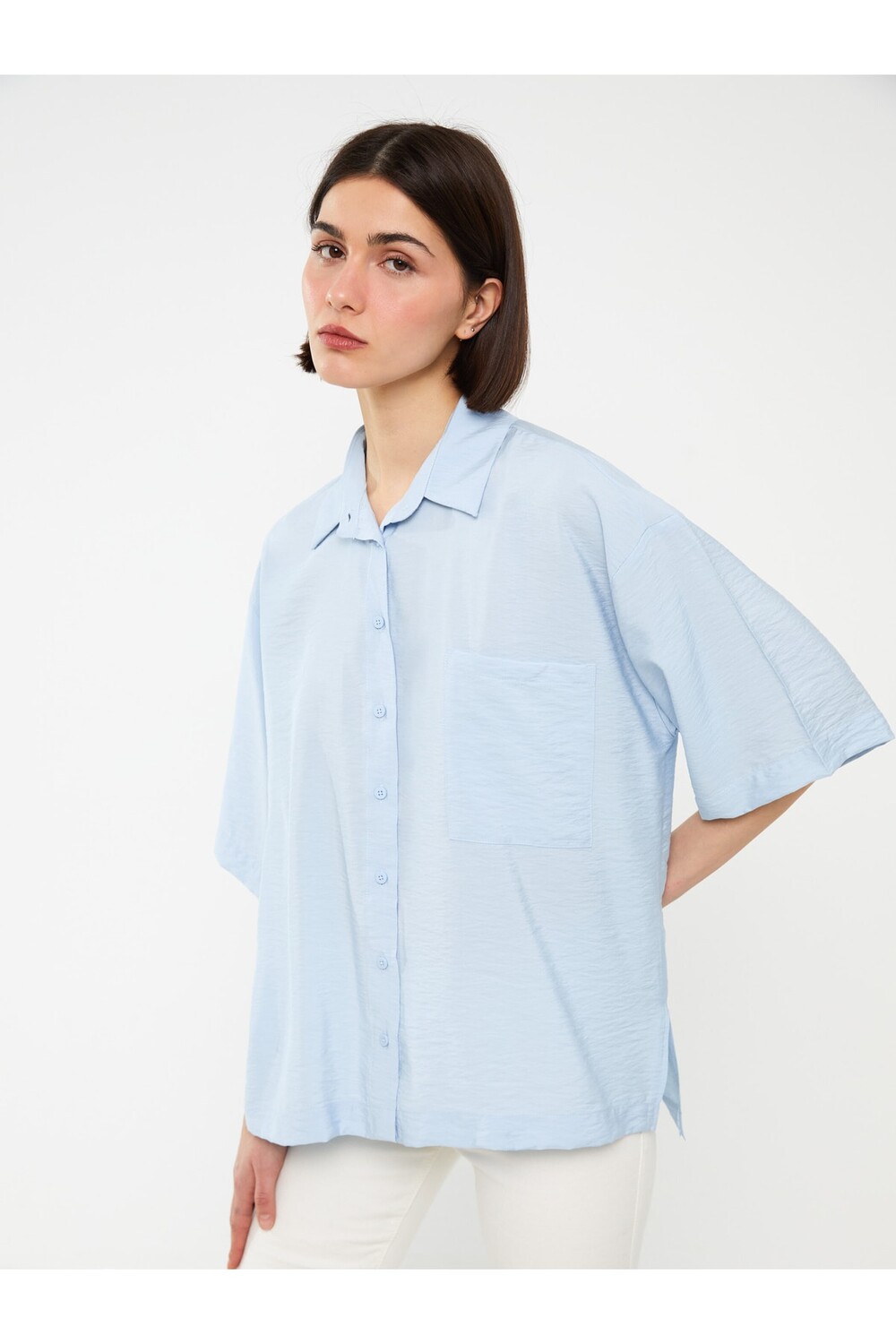 

Рубашка - Темно-синяя - Oversize LC Waikiki, темно-синий