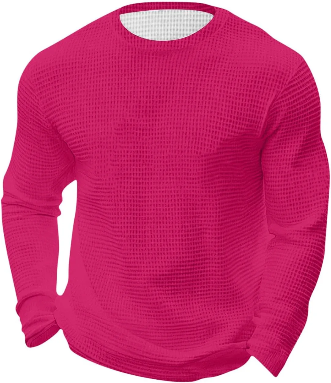 

Мужская футболка с вафельной текстурой, свободный крой, длинный рукав