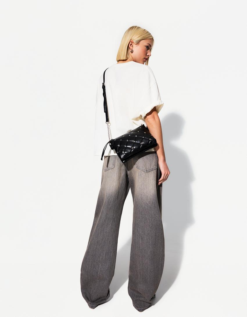 

Мини-Сумка с заклепками Bershka, черный