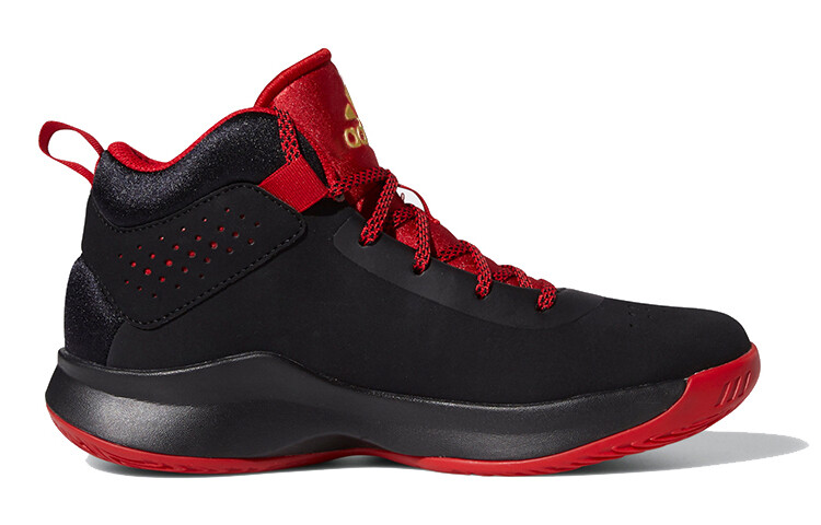 Кроссовки для баскетбола Cross Em Up 5 Kids, средние, черные/красные/золотые Adidas — фото 2