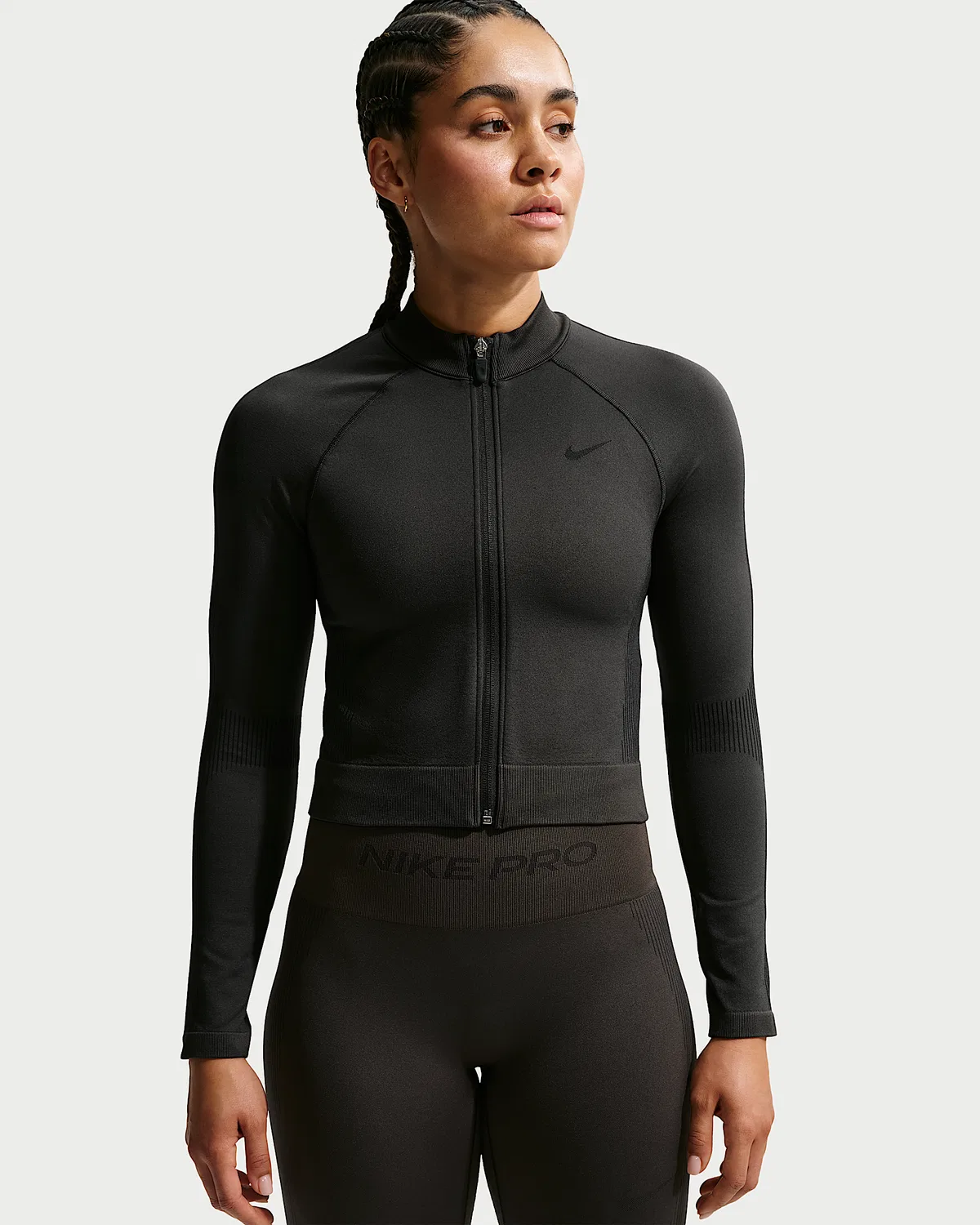 Женская тренировочная куртка на молнии Nike Pro Seamless, Dark Smoke Grey
