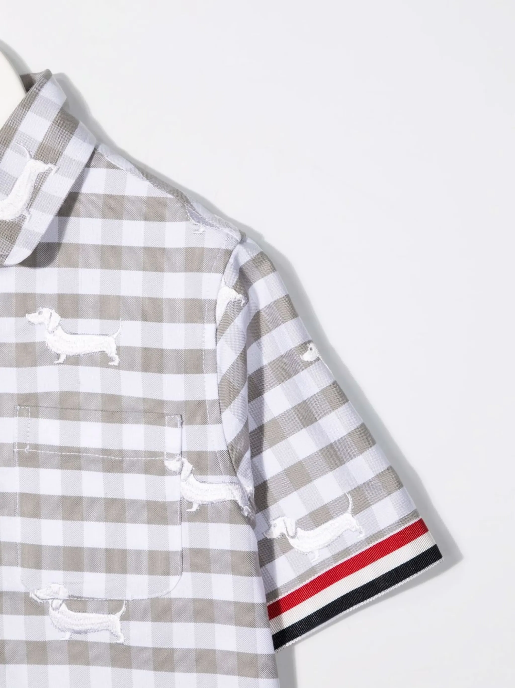 Рубашка в клетку Thom Browne Kids, серый — фото 3