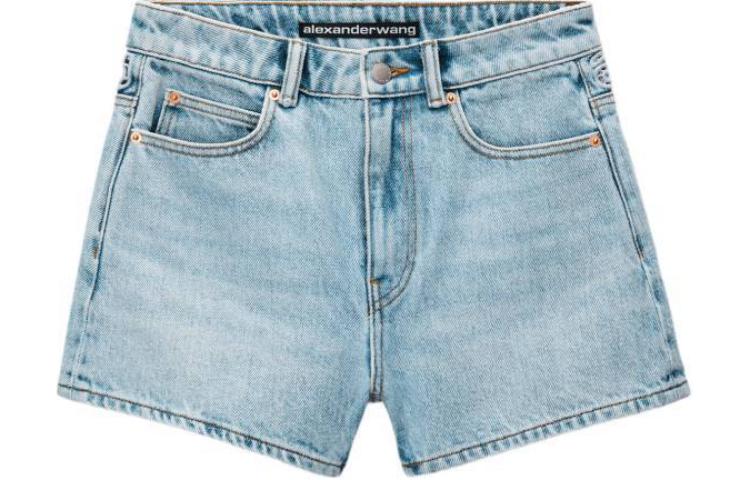 

Высокие джинсовые шорты с вырезанным логотипом Alexander Wang, синие