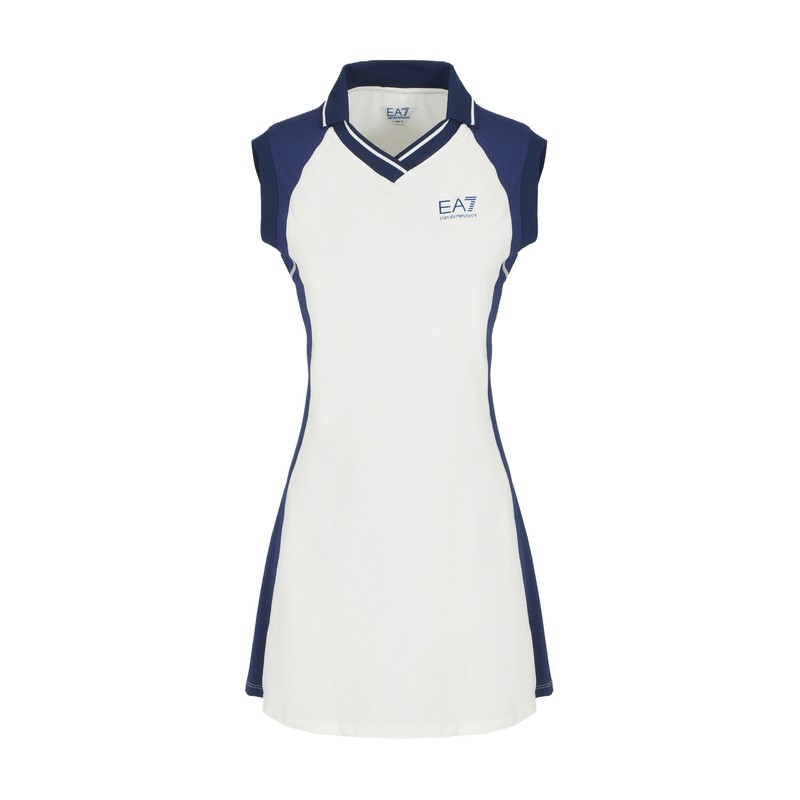 

EMPORIO ARMANI EA7 SS25 платье без рукавов для женщин белое синее