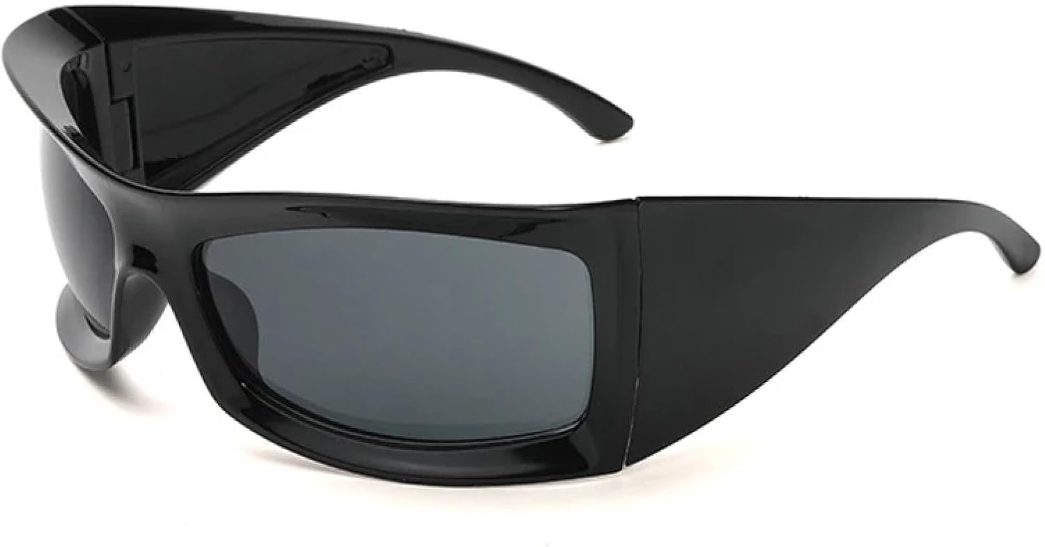 

Мужские солнцезащитные очки в стиле ретро-панк с защитой от УФ-излучения UV400, модные очки конфетных цветов, женские солнцезащитные очки для активного отдыха и спорта WNCKSQ, Glossy Black Grey