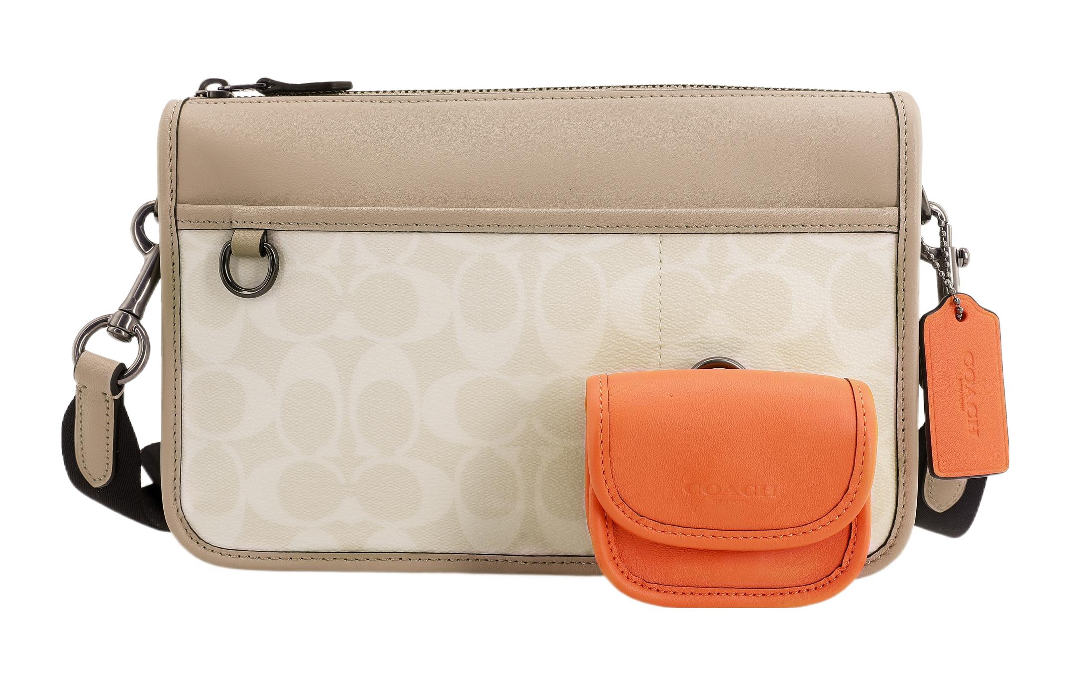 

Наследие Кожаная 3 в 1 Сумка Через Плечо, Средний Размер Мужская Сумка Кроссбоди Бронзовая Фурнитура Мел Белый COACH