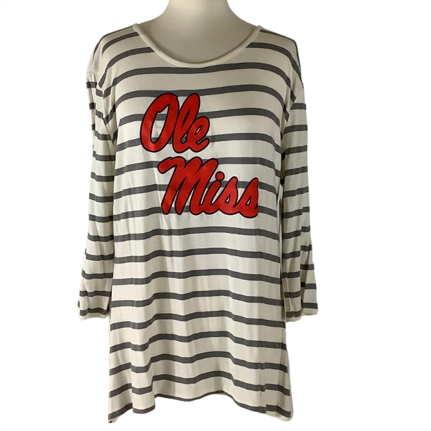 

Женский топ Ole Miss Stay A While в белом/сером цвете Gameday Couture