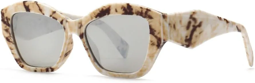 

Модные солнцезащитные очки «кошачий глаз» для женщин и мужчин, в стиле ретро, ​​для активного отдыха, с защитой от УФ-излучения UV400 HYYZZC, Leopard Silver