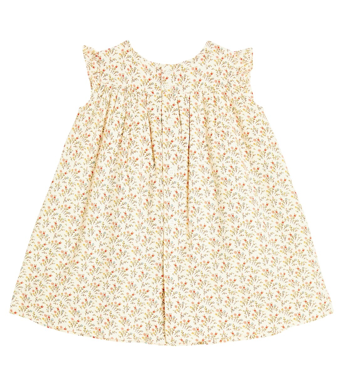Платье baby clothhibis из хлопка с цветочным принтом Bonpoint, бежевый — фото 2