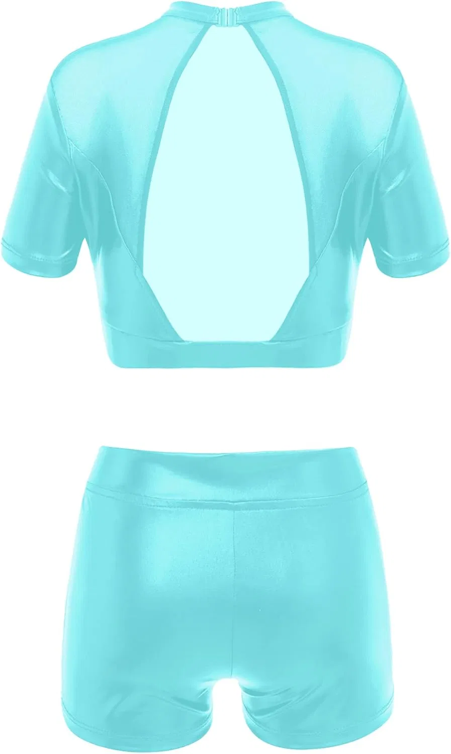 Детский спортивный костюм с блестками Kaerm, топ и шорты, Mint Green — фото 2
