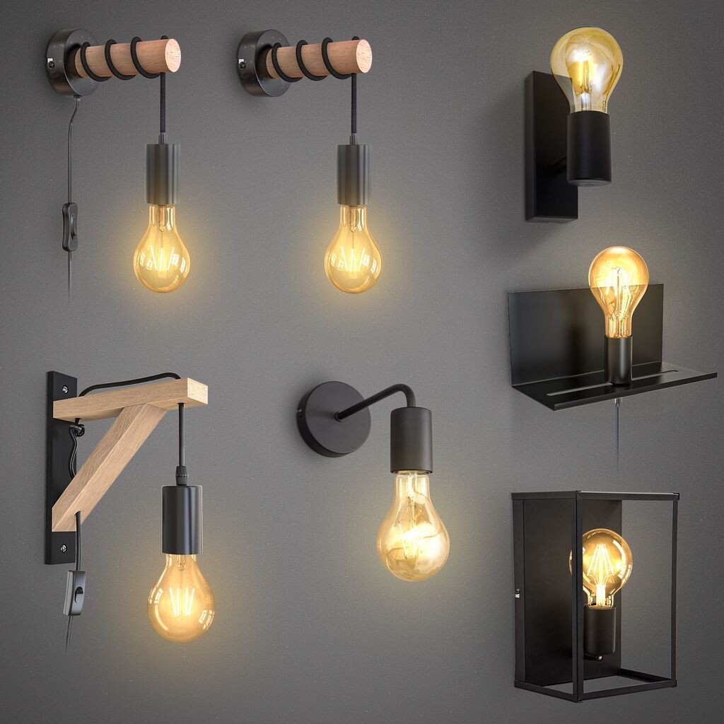 

Ретро лампа, винтажный потолочный светильник, настенный светильник, матовый, индустриальный, для гостиной, прихожей E27 B.K.Licht, черный