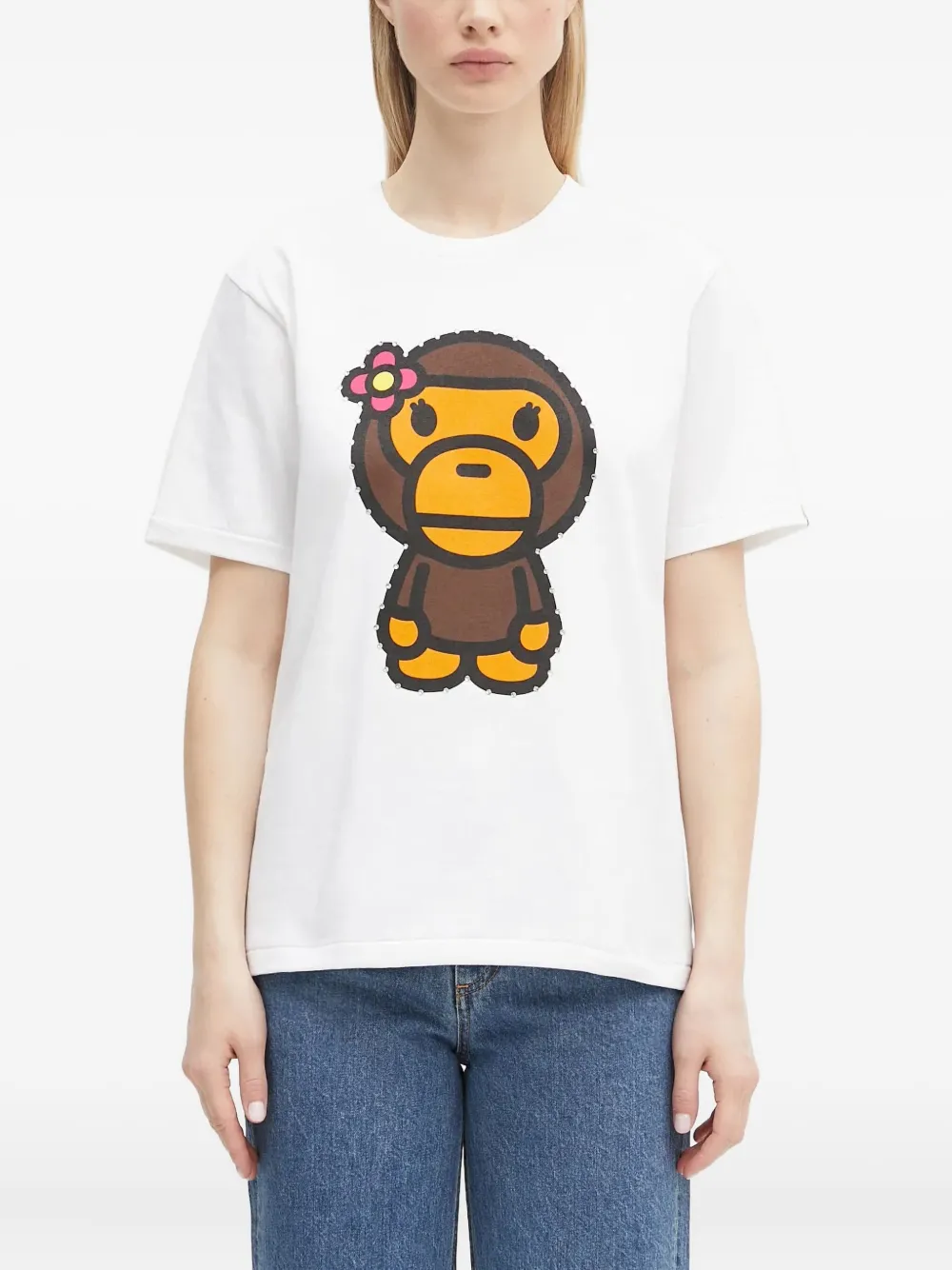 

Декорированная футболка Baby Milo A BATHING APE, белый