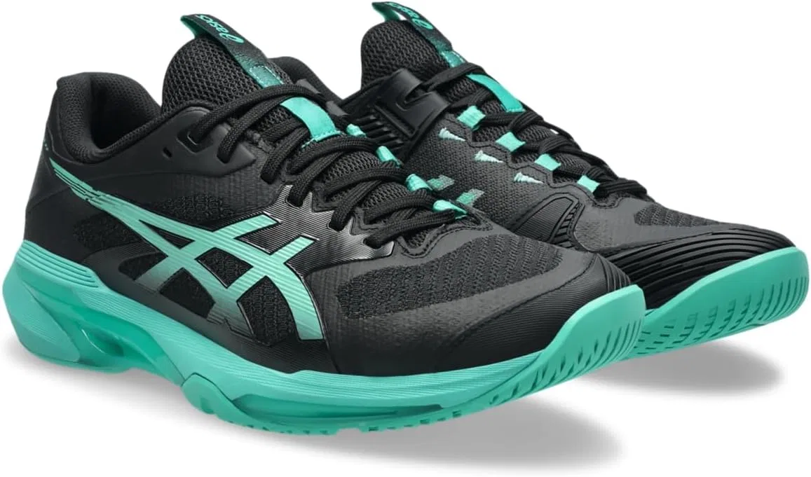 Кроссовки теннисные ASICS Solution Speed FF 4, Black/Aurora Green — фото 2