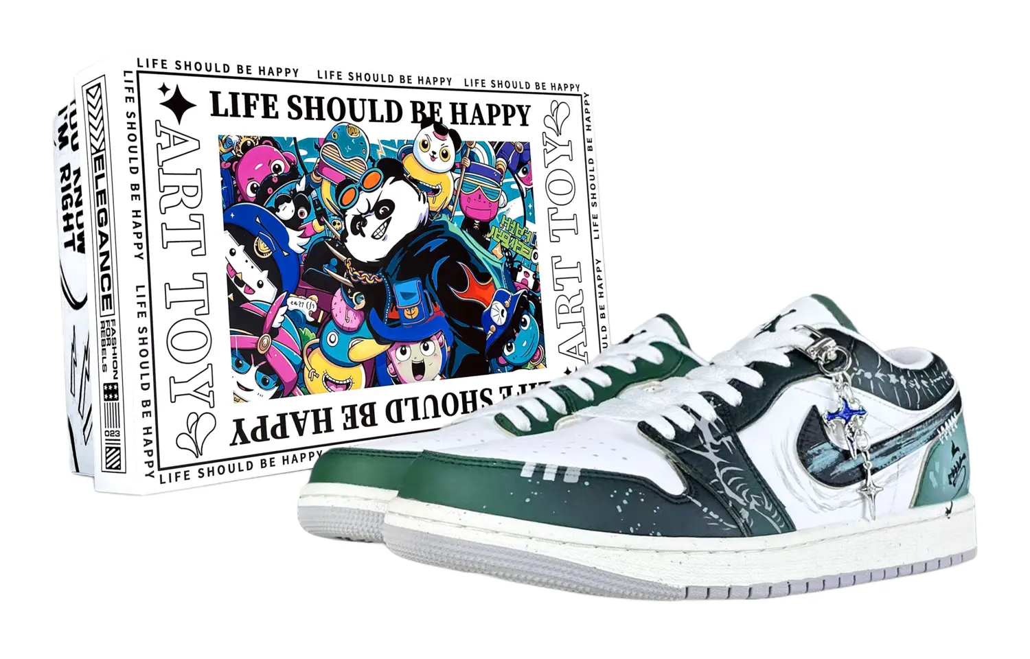 

Jordan Баскетбольные кроссовки Air 1 Punk Card, износостойкие, винтажные, низкие, цвет: меловой, темно-зеленый