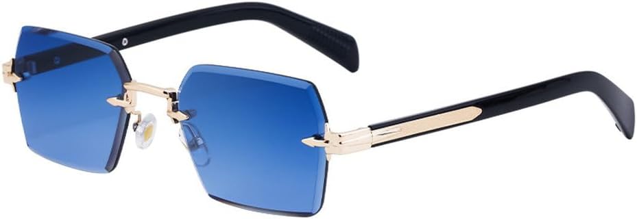 

Мужские прямоугольные солнцезащитные очки без оправы для вождения, модные женские солнцезащитные очки с улучшенной защитой от солнца, защитные очки-козырьки HVTVTLA, Gold Blue