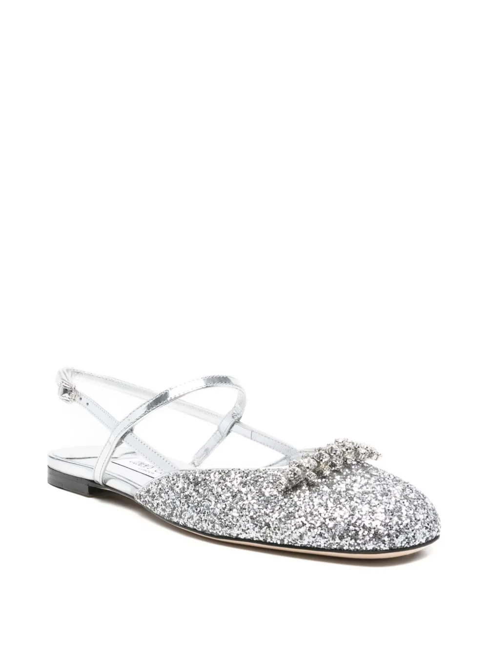 Босоножки Belinda с ремешком на пятке, украшенные блестками JIMMY CHOO, серебяный — фото 2