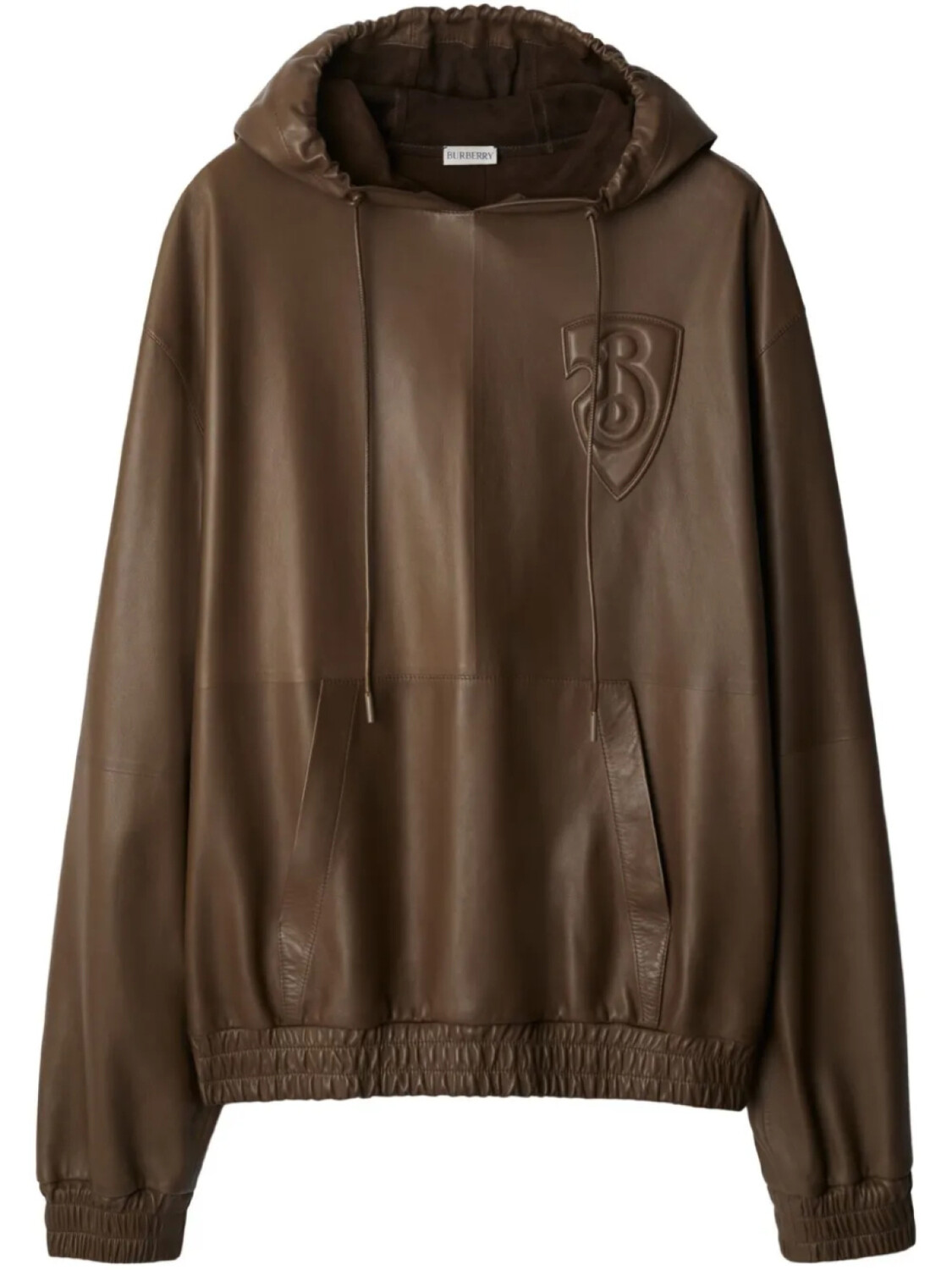

Кожаная толстовка с капюшоном Burberry B Shield, коричневый
