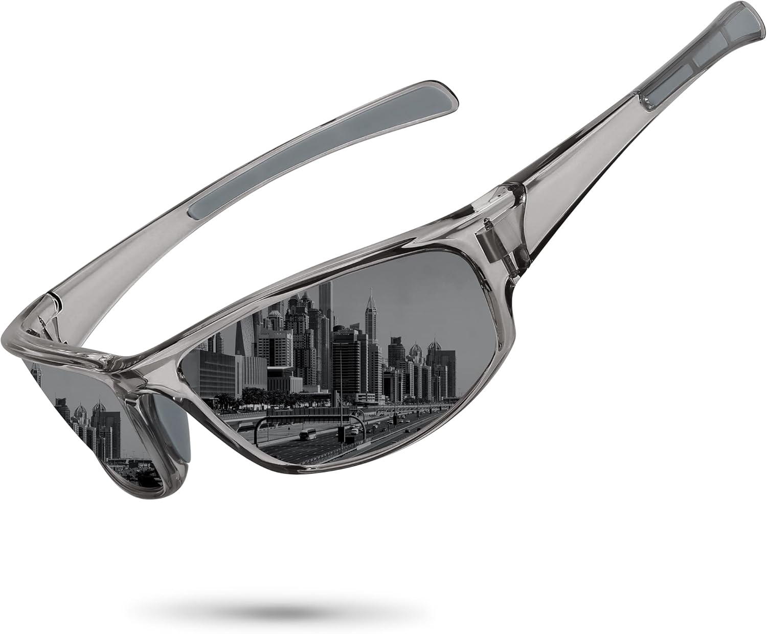 

Спортивные поляризованные солнцезащитные очки для мужчин и женщин, обтекаемой формы, для рыбалки, велоспорта, вождения, бега, с защитой от УФ-излучения Ofwin, Clear Gray Frame/Gray Lens