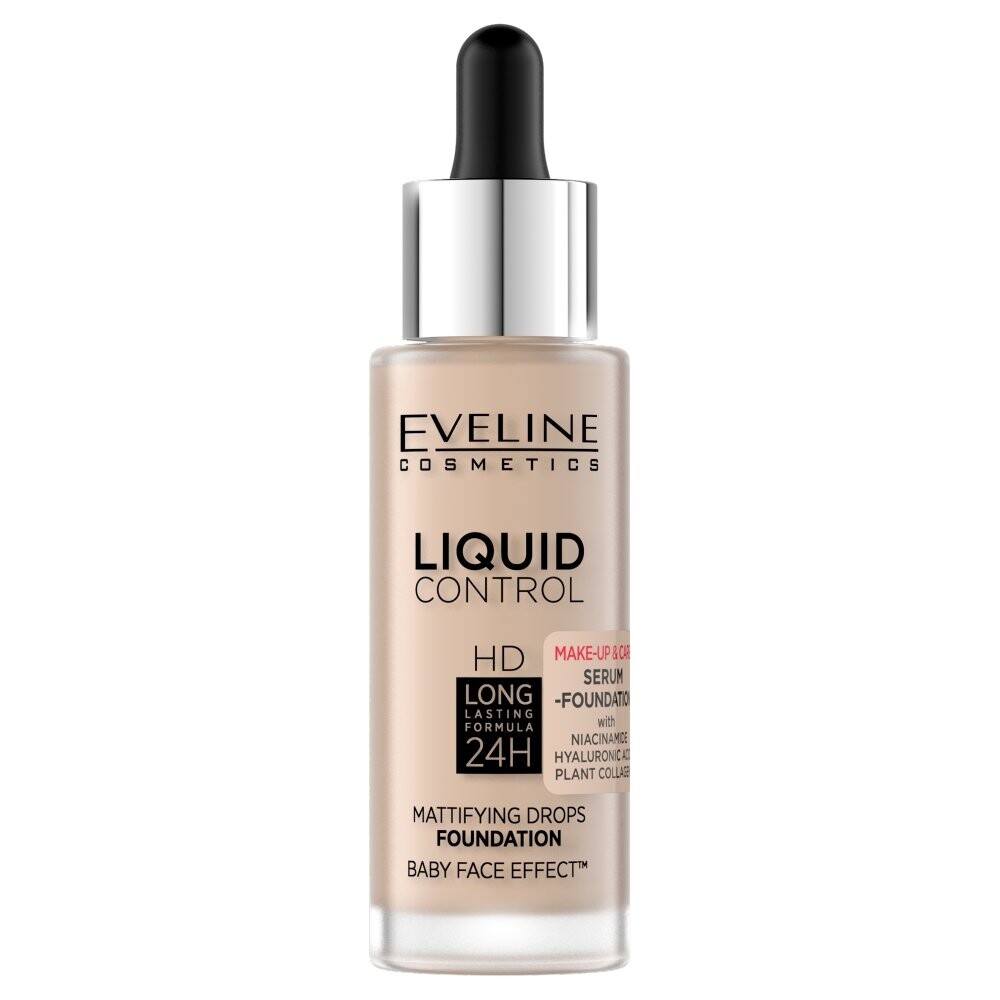 

Eveline Cosmetics, Тональный крем для лица Liquid Control HD Long Lasting Formula 24H с капельницей 010 Светло-бежевый, 32 мл