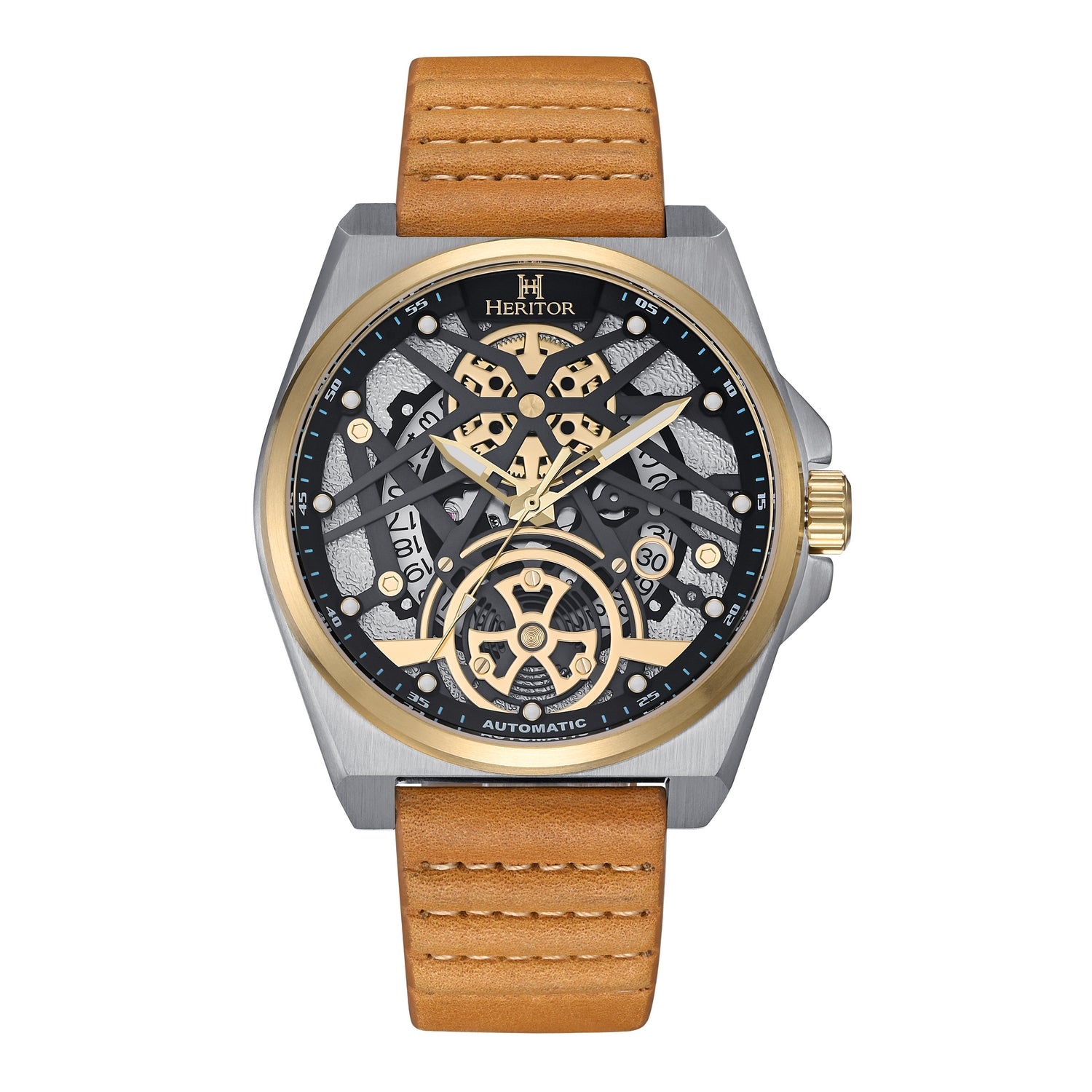 

Часы Romero с кожаным ремешком Heritor Automatic, серебряный