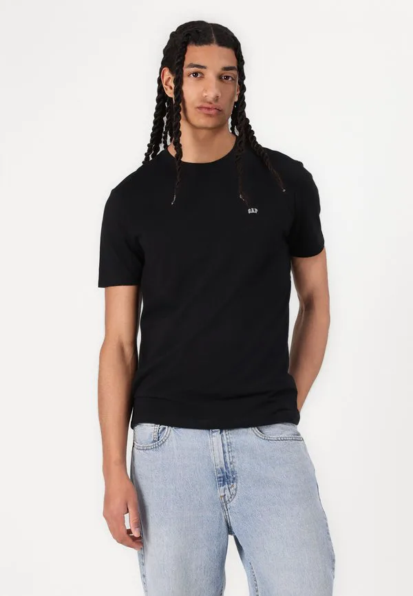 Повседневная мягкая базовая футболка с микрологотипом Gap, True Black — фото 4