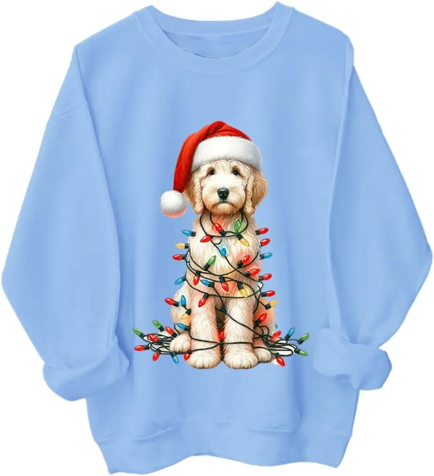 

Рождественский свитшот Goldendoodle с капюшоном и длинным рукавом Kzggs