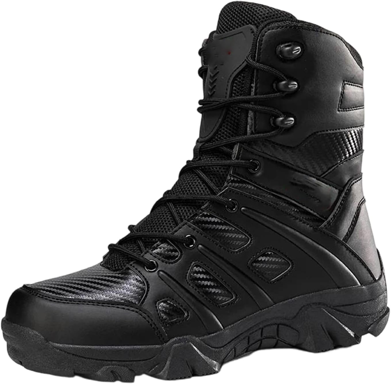 

Мужские боевые ботинки из полиэстера и ПУ, легкие, дышащие, противоскользящие походные ботинки для активного отдыха, альпинизма и работы Alloaone, черный