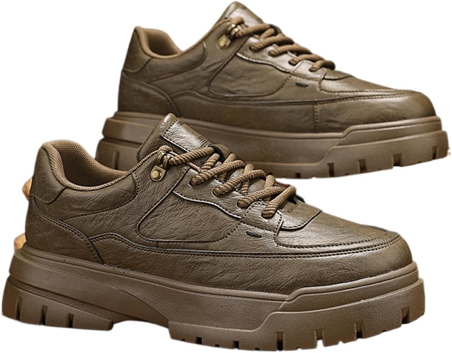 

Мужские западные ботинки с массивной подошвой, увеличивающей рост, ботинки до щиколотки, с круглым носком, ботинки, винтажный стиль, повседневная обувь для улицы Azttoztto, коричневый