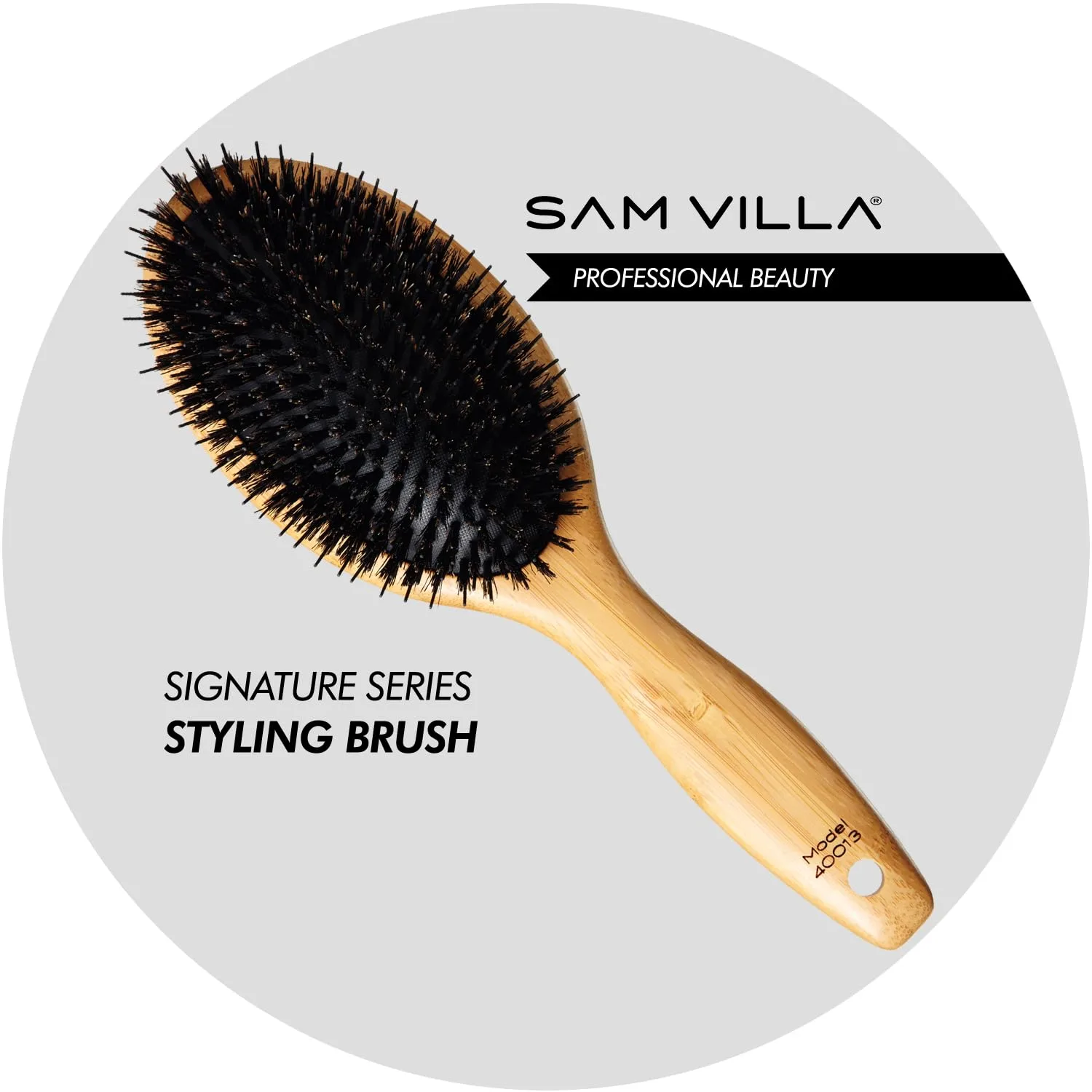 Расческа для укладки волос Sam Villa Signature Series с щетиной из кабана., Brown/Black — фото 2