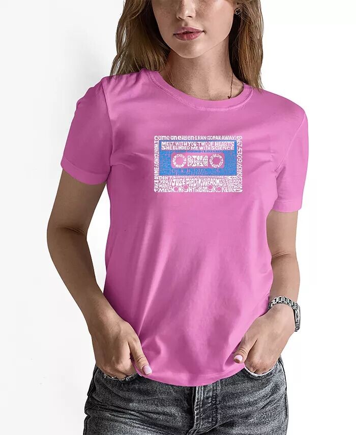 

Женская футболка 80-х годов One Hit Wonders Word Art LA Pop Art, розовый