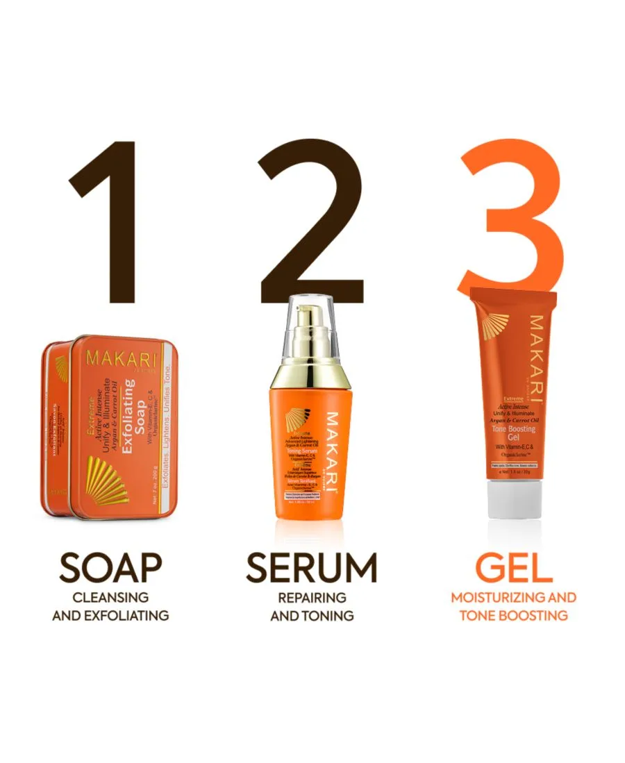 Гель для тонизирования кожи с аргановым и морковным маслом Extreme Argan & Carrot Oil Tone Boosting Gel - 1 унция (28 г) Makari, мультиколор color bottle — фото 4