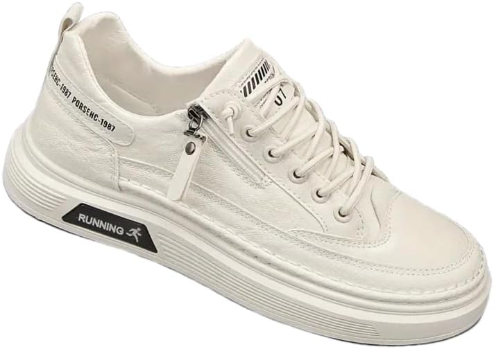 

Мужские белые кроссовки с панелями из искусственной кожи - стильная спортивная повседневная обувь с боковой молнией для легкого надевания/снятия, удобный стиль для студентов и повседневной носки Clolinde