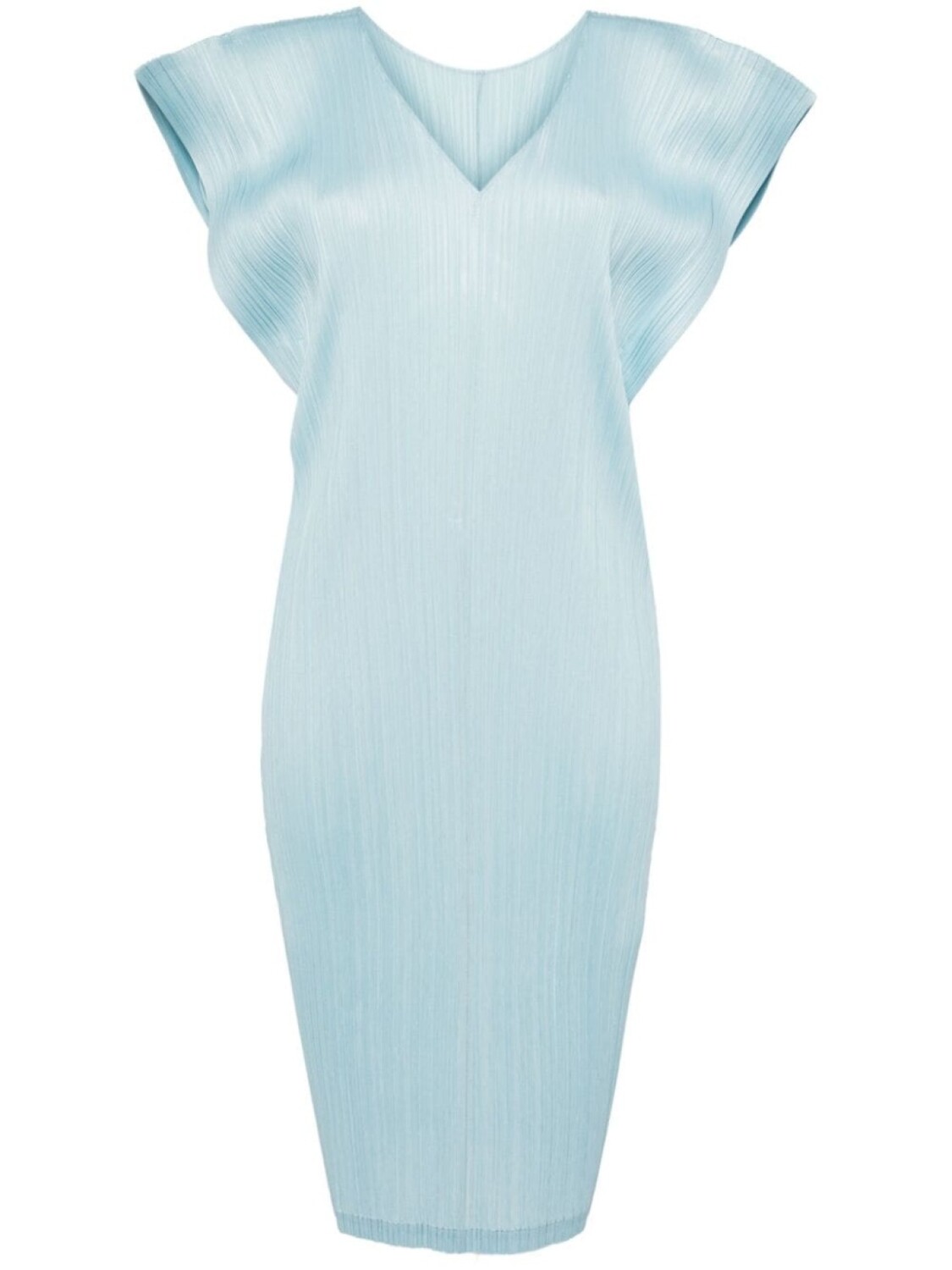 

Плиссированное платье миди с V-образным вырезом Pleats Please Issey Miyake, синий