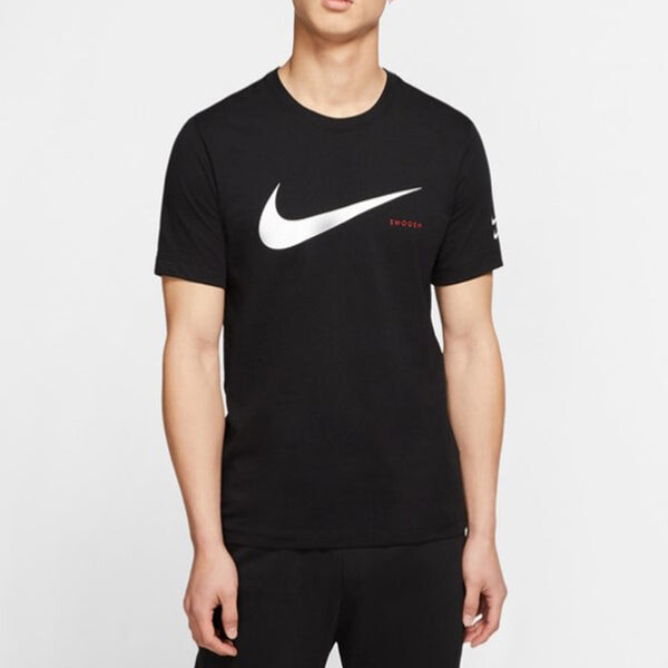 Футболка swoosh logo double hook half-sleeved black Nike, черный — фото 3