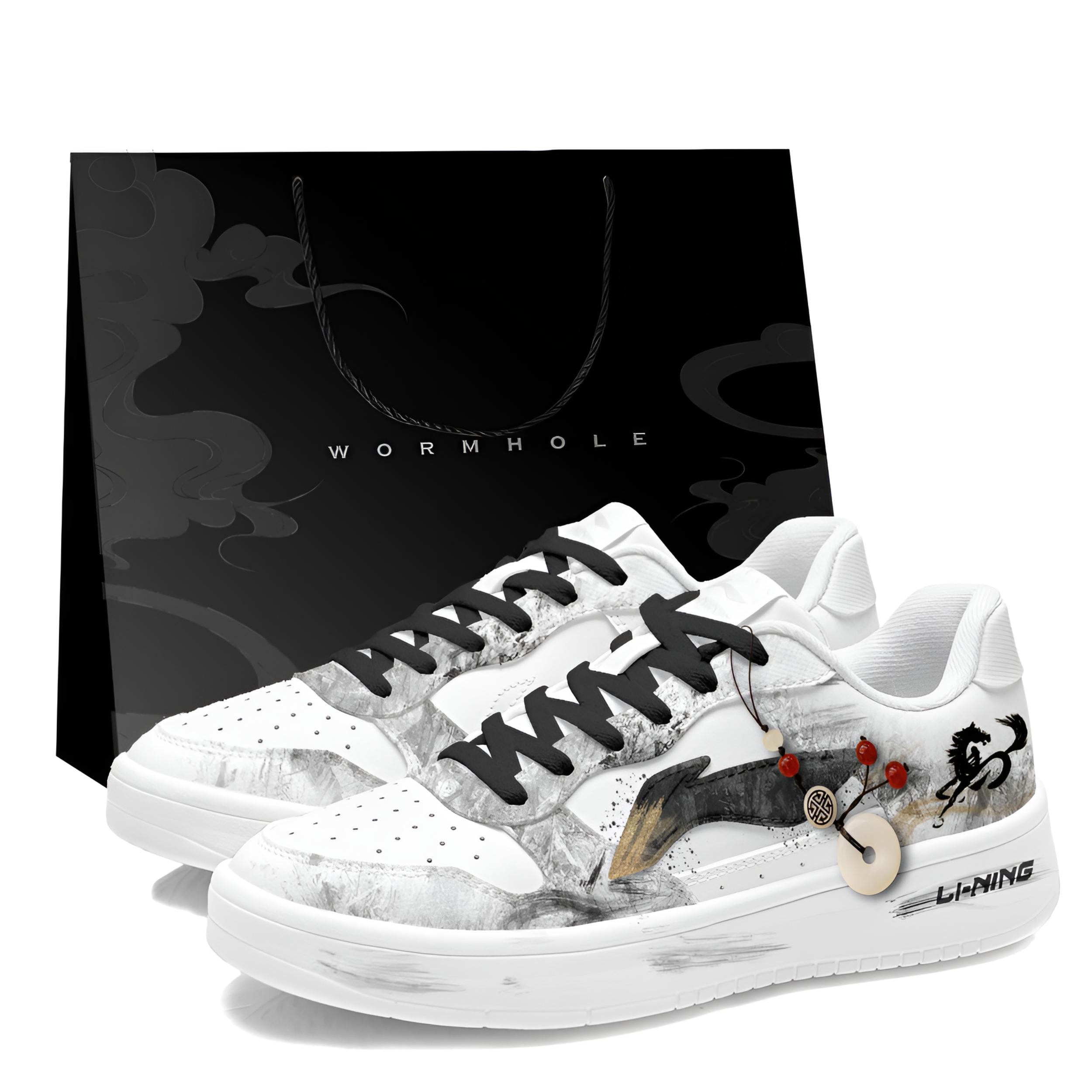 

Li Ning Floating Boat Slip Resistant, Abrasion Resistant, Height Increasing Low top Skateboard Shoes мужские Li-Ning, черный белый