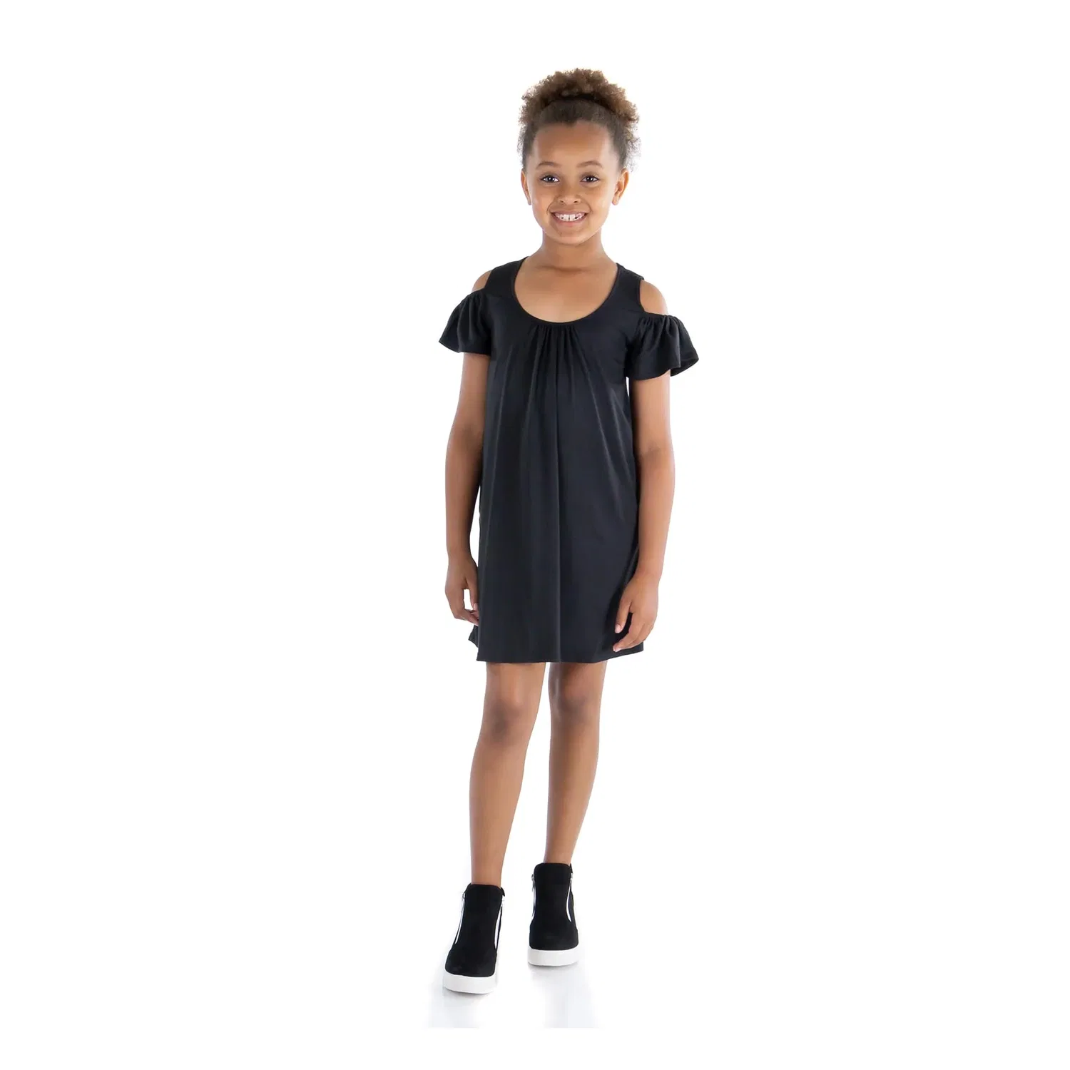 Летнее платье для девочек 24sevenkid с плиссировкой и открытыми плечами 24seven Comfort Apparel, черный