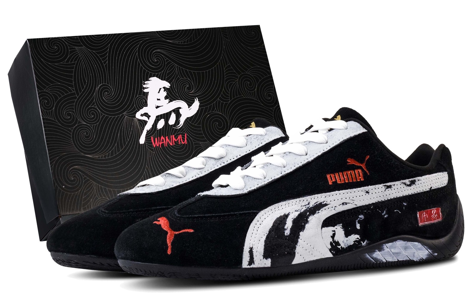 

Puma Speedcat Collection Mojun Красные чернила, износостойкие низкие повседневные кроссовки унисекс, черный с белым