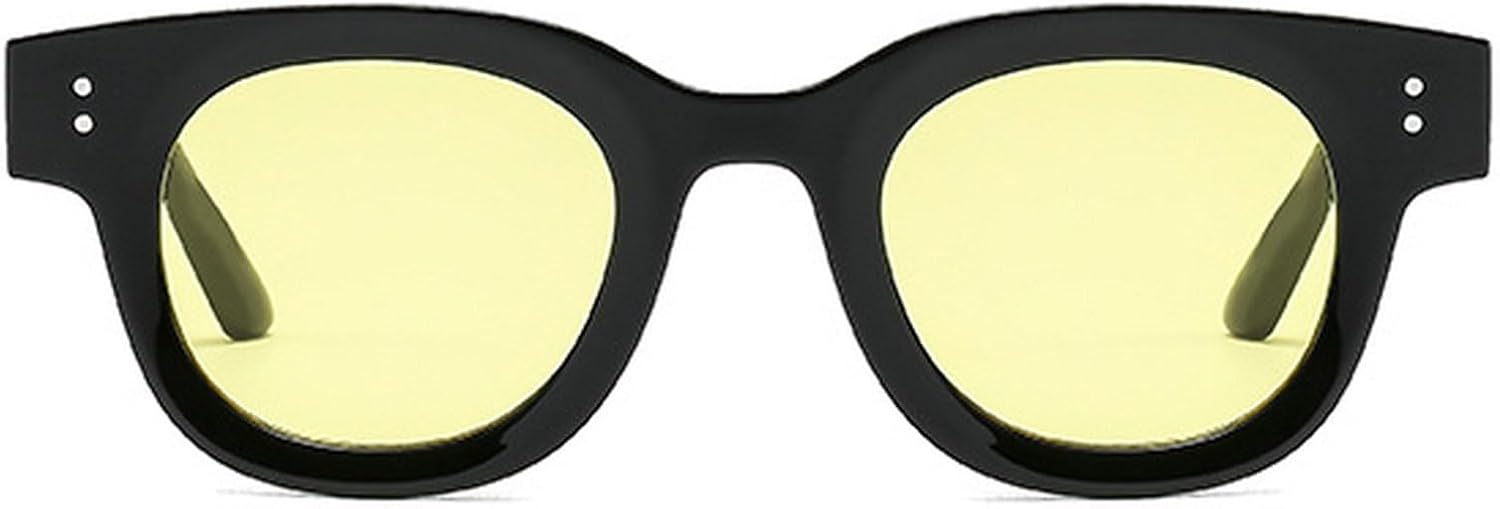 

Ретро квадратные солнцезащитные очки для женщин, модные сине-желтые оттенки, защита от УФ-излучения UV400, модные панк-очки с заклепками для мужчин mincl, Black Yellow