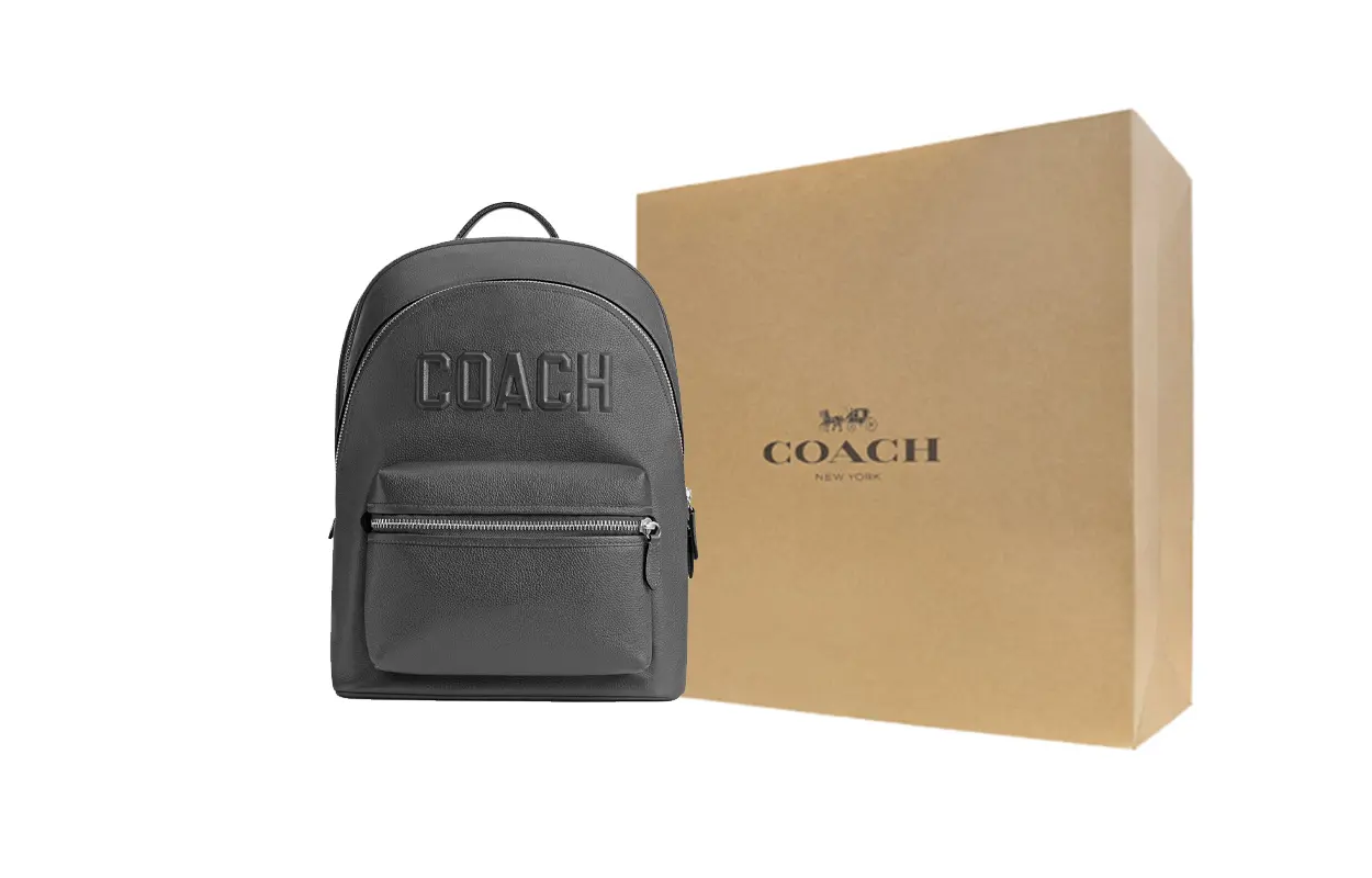 

COACH Кожаный рюкзак большой мужской угольный