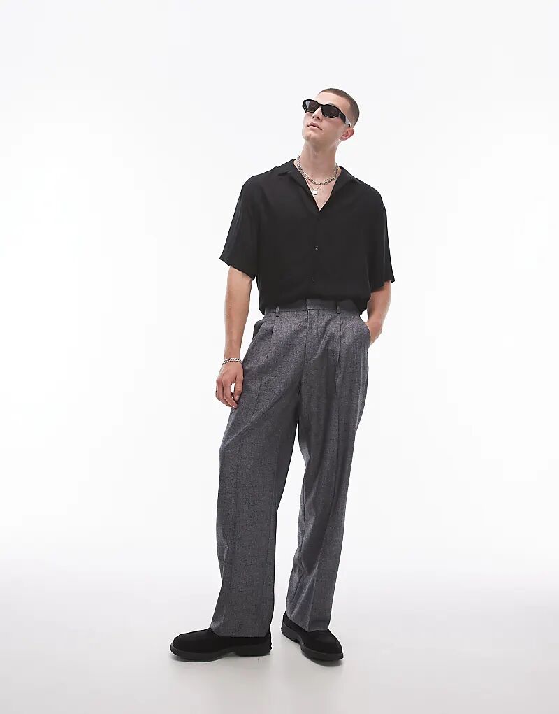 

Широкие брюки с перекрестными карманами серого цвета Topman