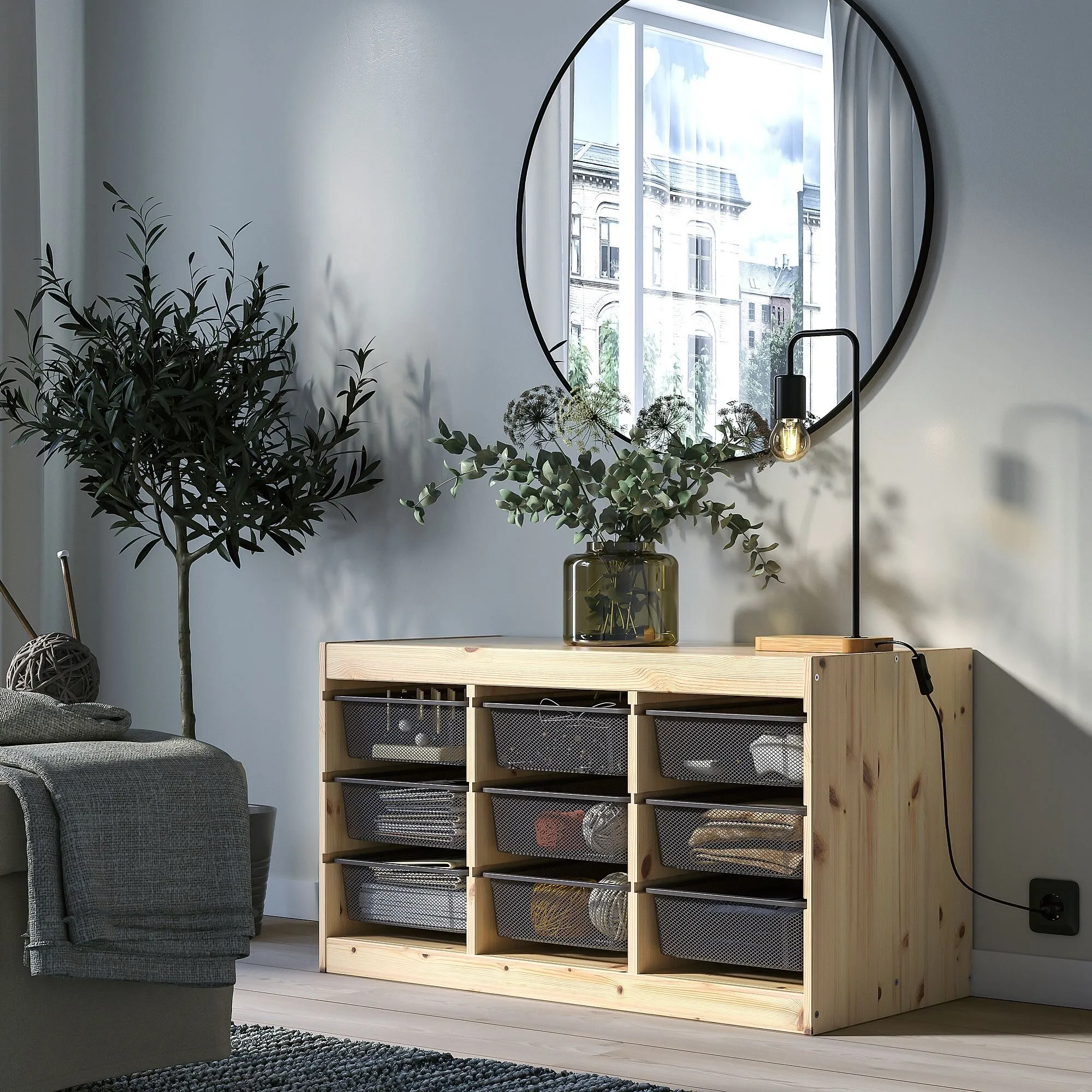 Шкаф для хранения, сосна/серый, 93x44x52 см, TROFAST IKEA — фото 3