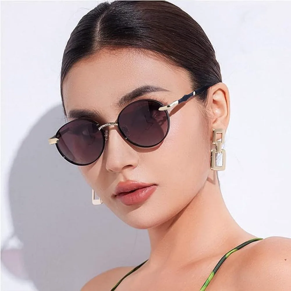 

Женские солнцезащитные очки LVTFCO в стиле ретро, ​​овальной формы, стимпанк, металлическая оправа, модный дизайн для уличных фотосессий, градиентная оправа, 6