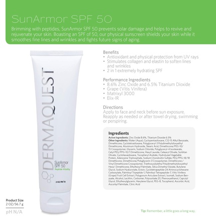 Солнцезащитный крем Peptide Vitality Sunarmor SPF 50 Anti-Aging Titanium Dermaquest — фото 3