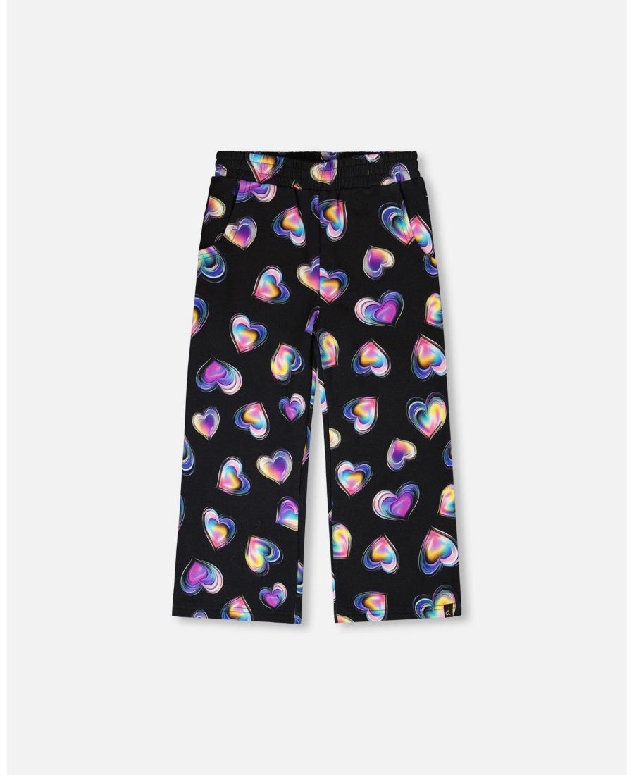 

Флисовые брюки с широкими штанинами для девочек, черные и разноцветные - для малышек/детей Deux par Deux, Black and multicolor